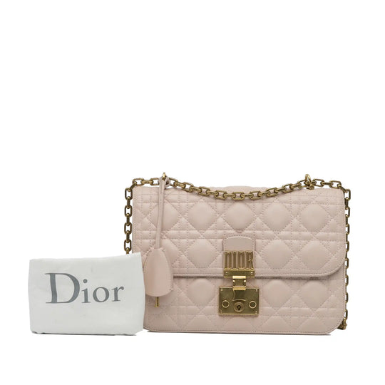 Borsa a tracolla Dior Dioraddict in pelle di vitello rosa Cannage