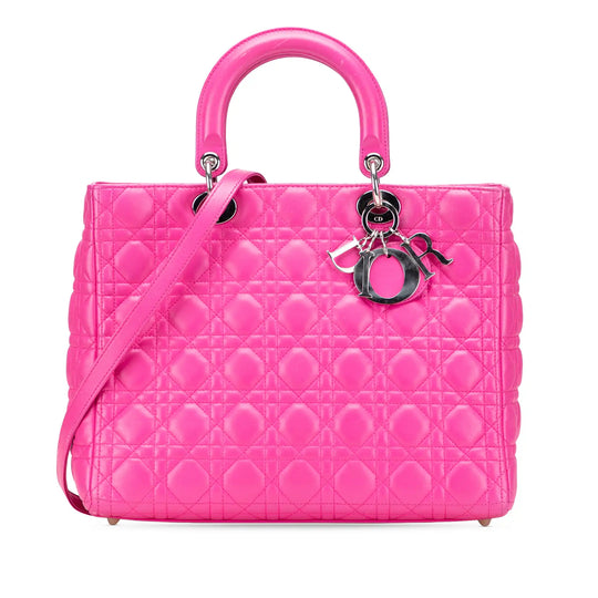 Dior Lady Dior Grande Pelle Di Agnello Cannage Rosa