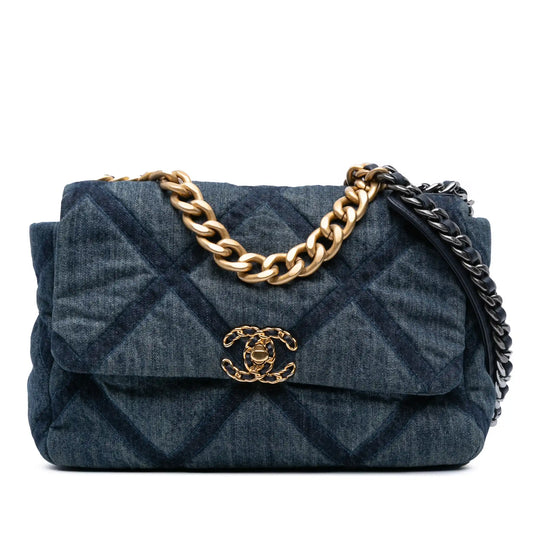 Chanel 19 Flap Large Blue Denim