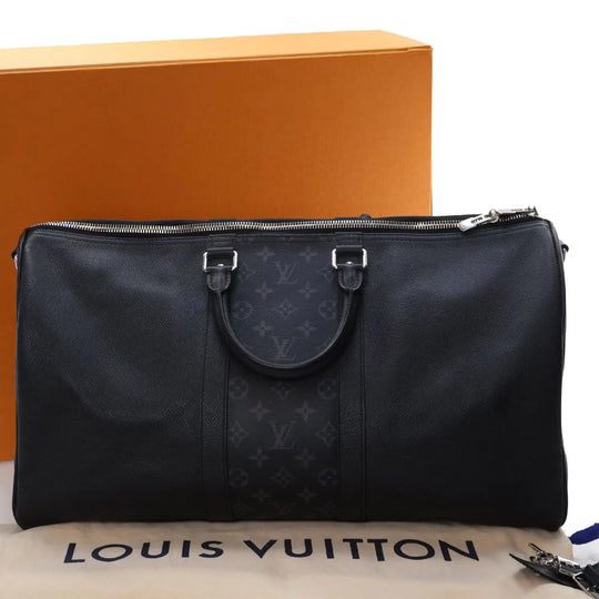 Louis Vuitton Keepall 50 Bandoulière Black Taigarama