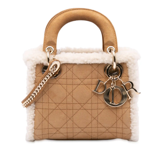 Dior Lady Dior Mini Suede Shearling Cannage