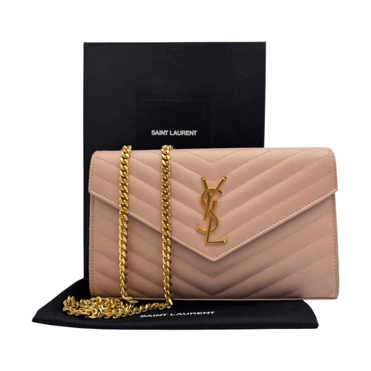 Yves Saint Laurent Cassandre Chain Wallet Light Pink
