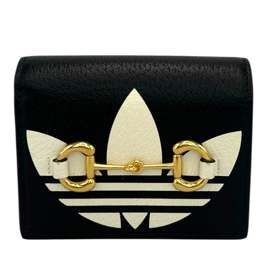 Gucci x Adidas Horsebit 1955 Wallet with Strap Black Leather