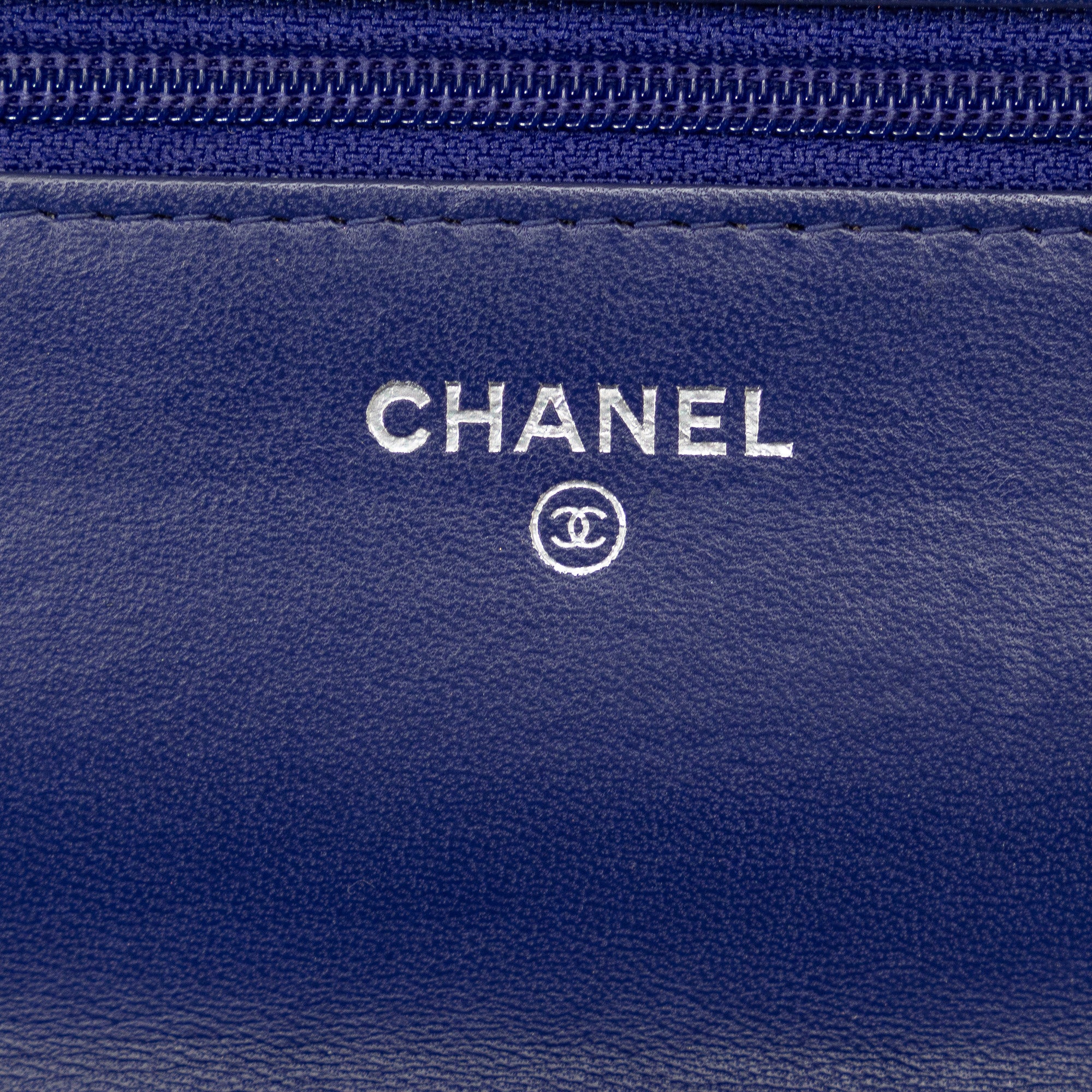 Chanel Wallet On Chain Blue Lambskin Silver