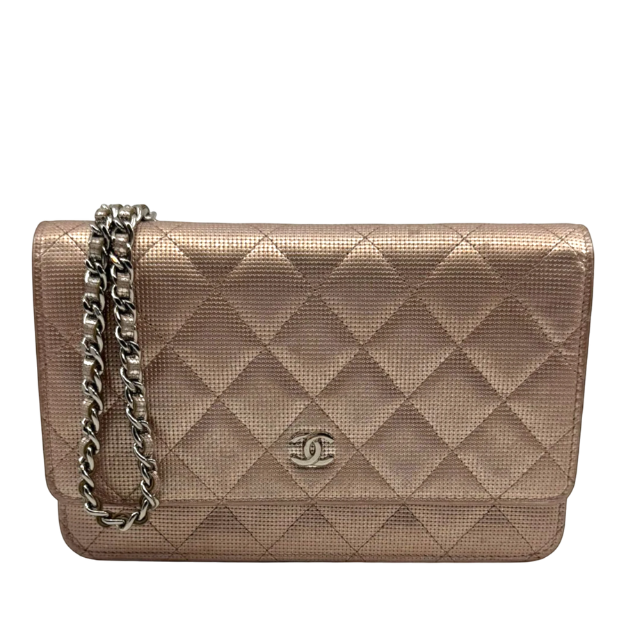 Chanel WOC Wallet on Chain Rosé Metallic Mesh Effect