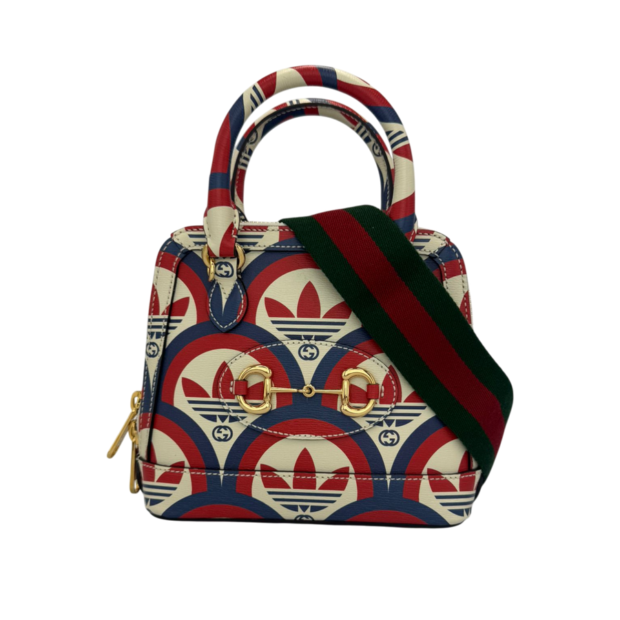 Borsa con manico superiore Gucci x Adidas Horsebit 1955 in pelle