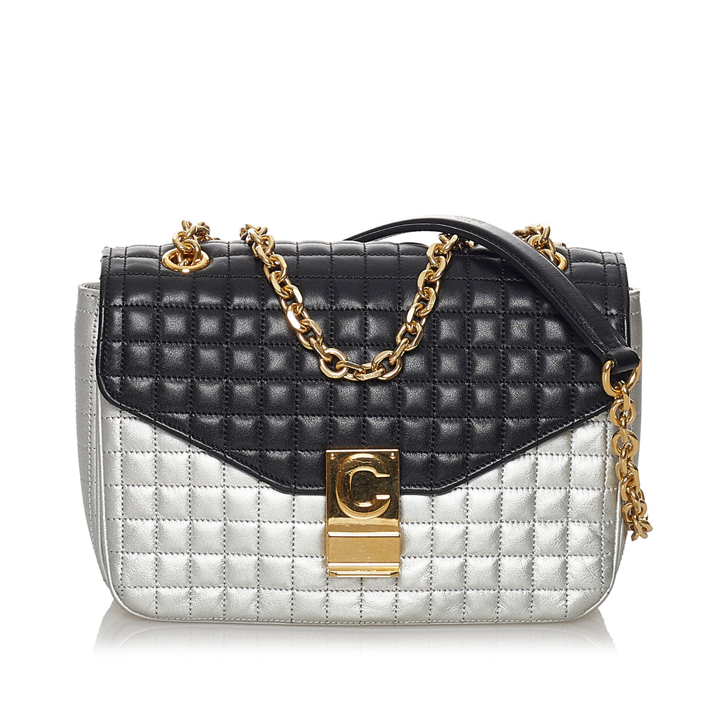 Celine C Crossbody Bag Medium Bicolor Quilted Leather 1 900