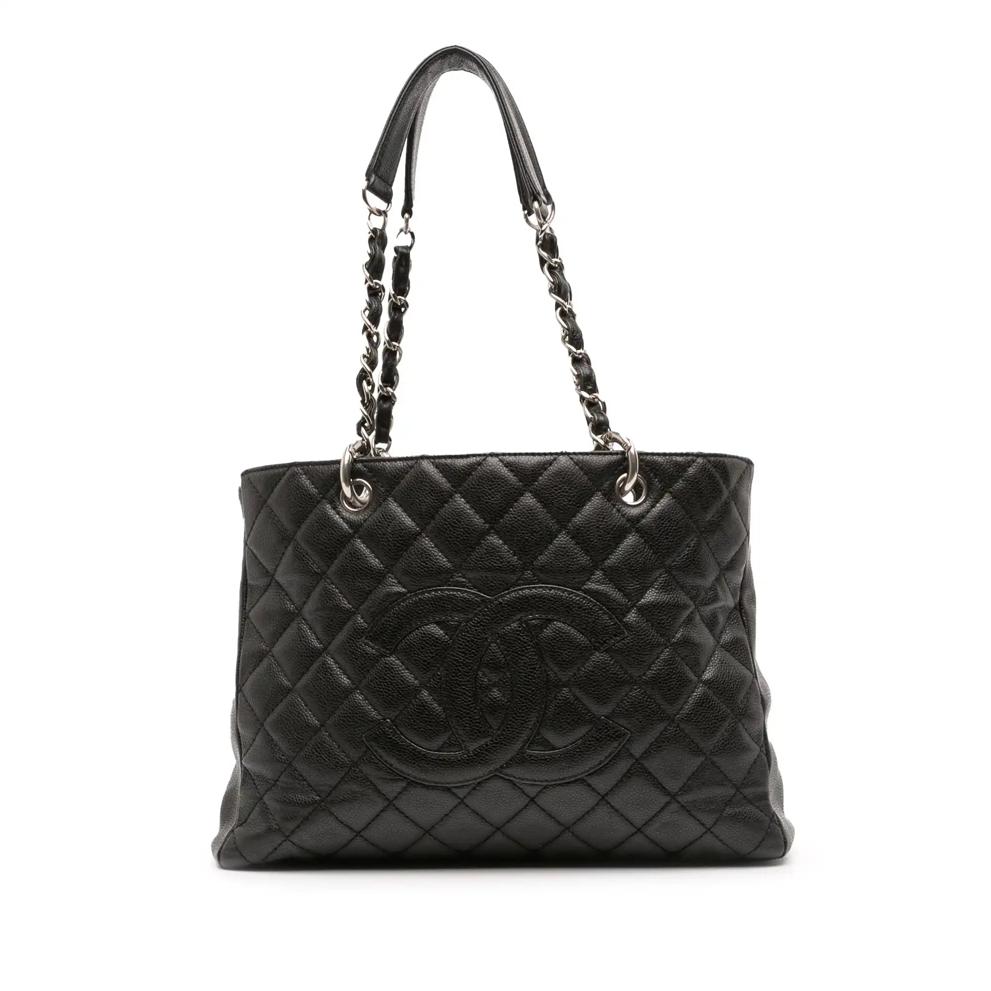 <h1>Das zeitlose Erbe: Chanel Grand Shopping Tote in schwarzem Kaviar-Leder mit Silberhardware</h1>