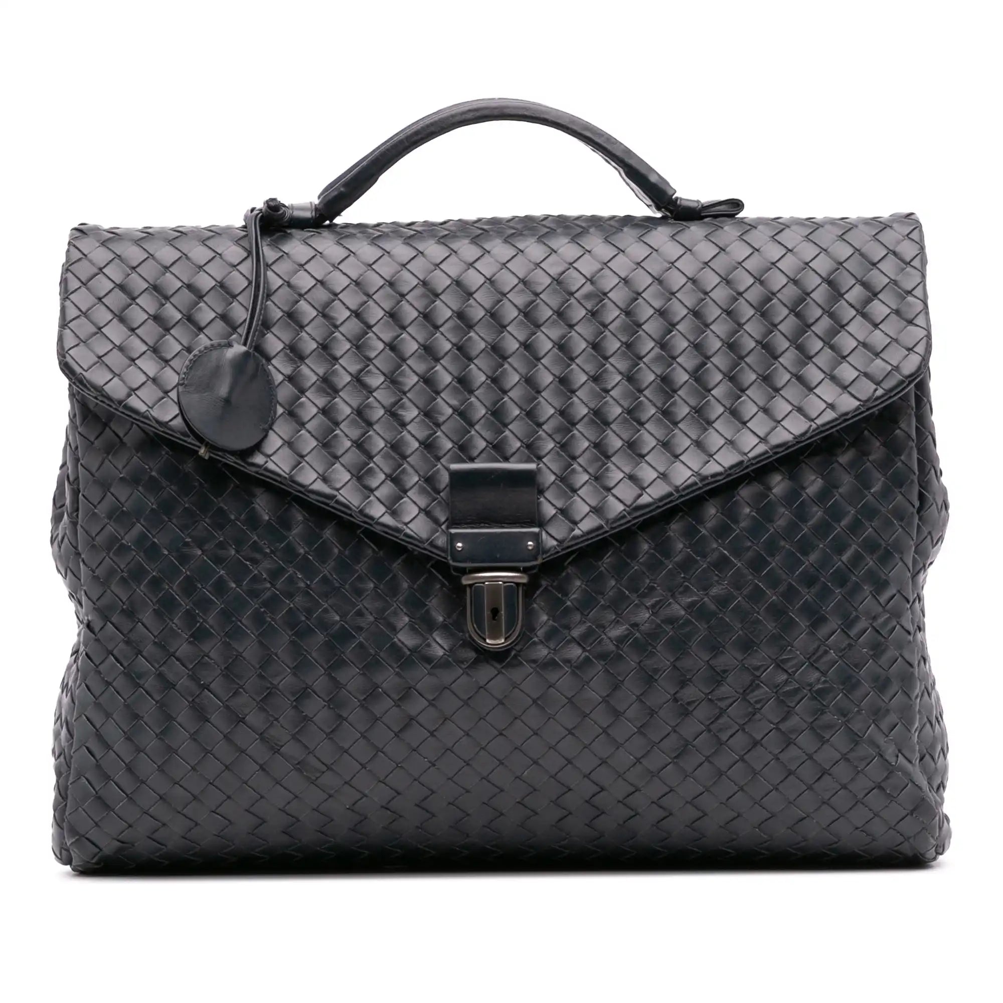 Das Erbe der Handwerkskunst: Die Bottega Veneta Intrecciato Aktentasche in zeitlosem Blau