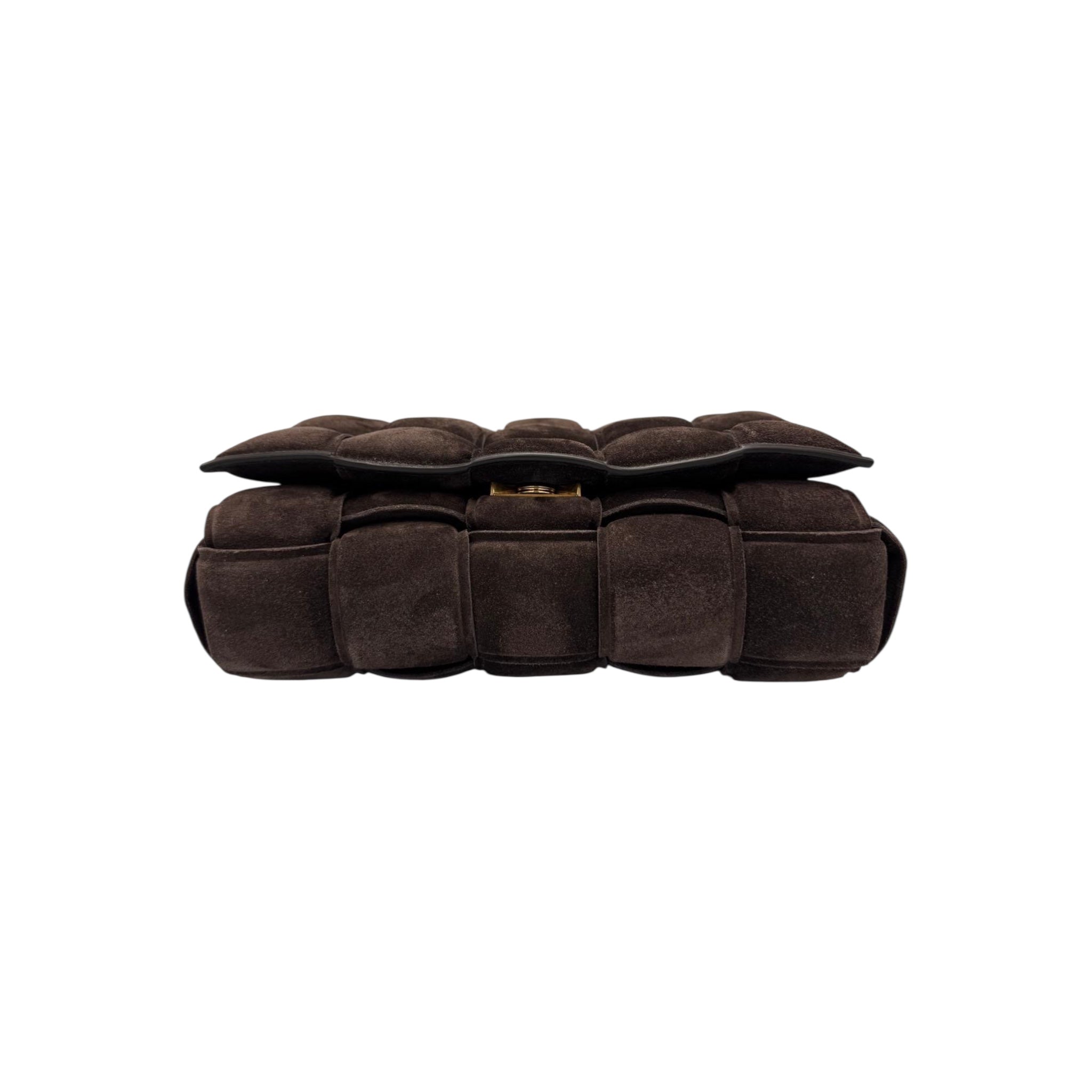 Bottega Veneta Padded Chain Cassette Brown Velvet Gold
