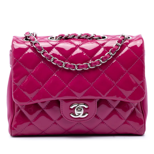 Chanel CC Quilted Flap Medium Pink Patent Leather