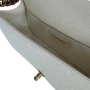 Chanel Boy New Medium White Lambskin Gold