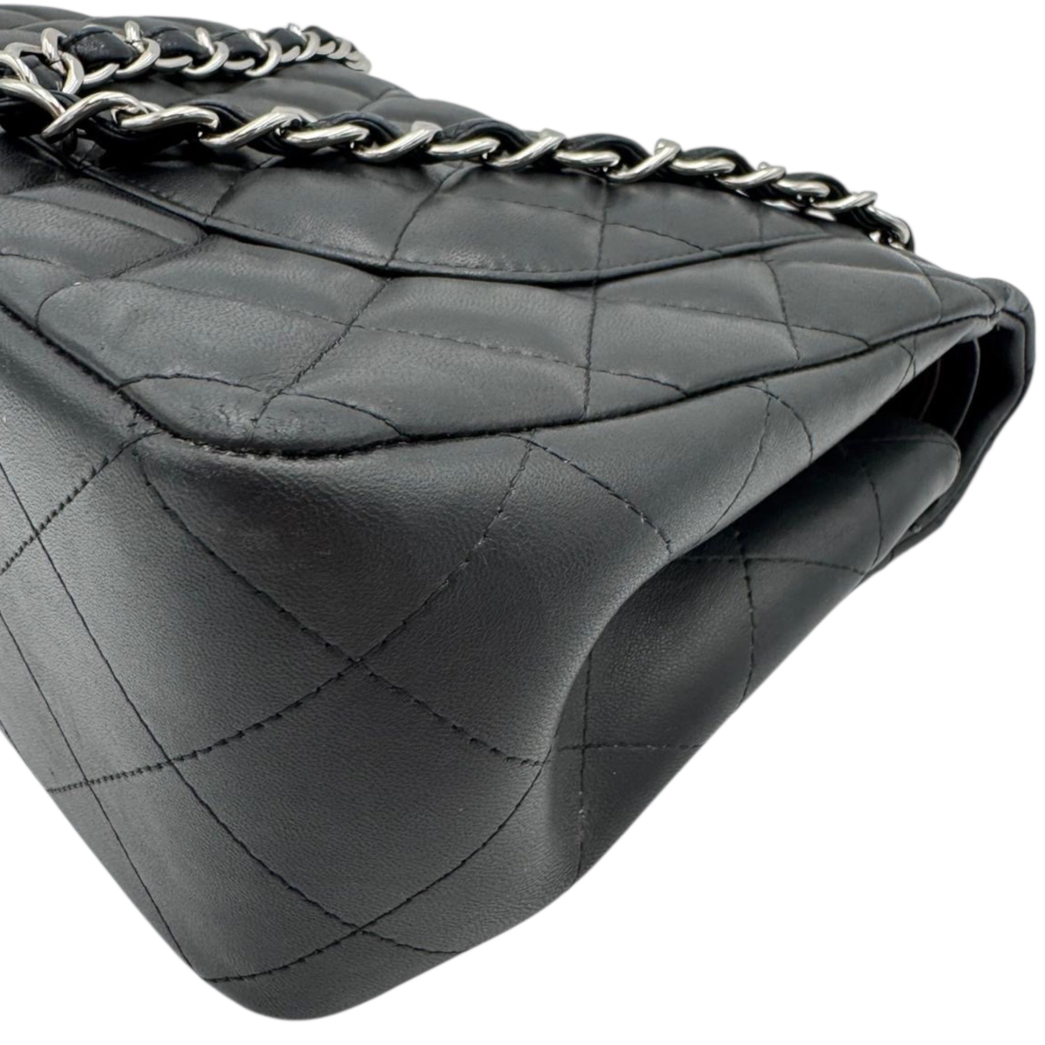 Chanel Classic Double Flap Jumbo Black Calfskin Silver