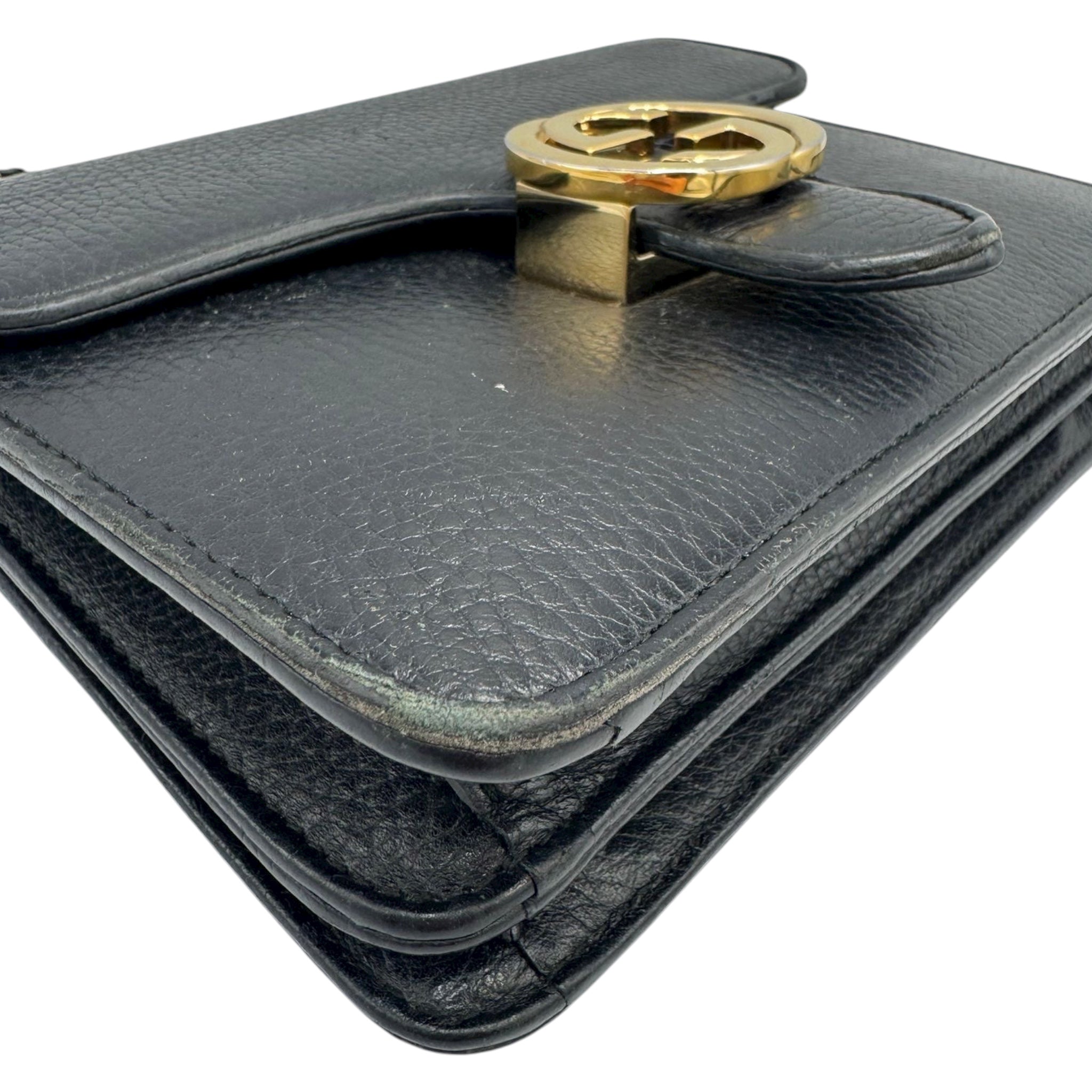 Gucci Interlocking GG Small Black Calfskin Gold