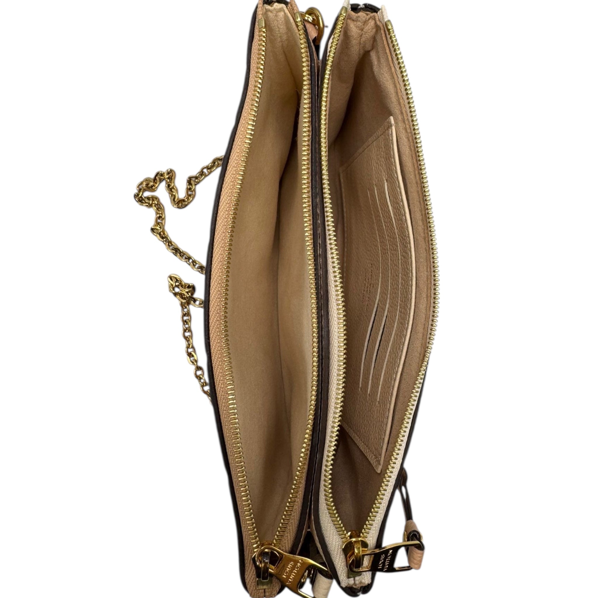 Louis Vuitton Double Zip Pochette Bicolor Pink Beige / Cream Empreinte