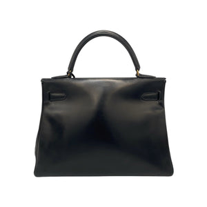 Hermès Kelly 32 Black Box Calfskin Gold