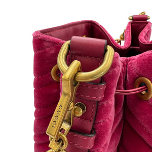 Gucci GG Marmont Bucket Bag Medium Rasperry Pink Velvet Gold