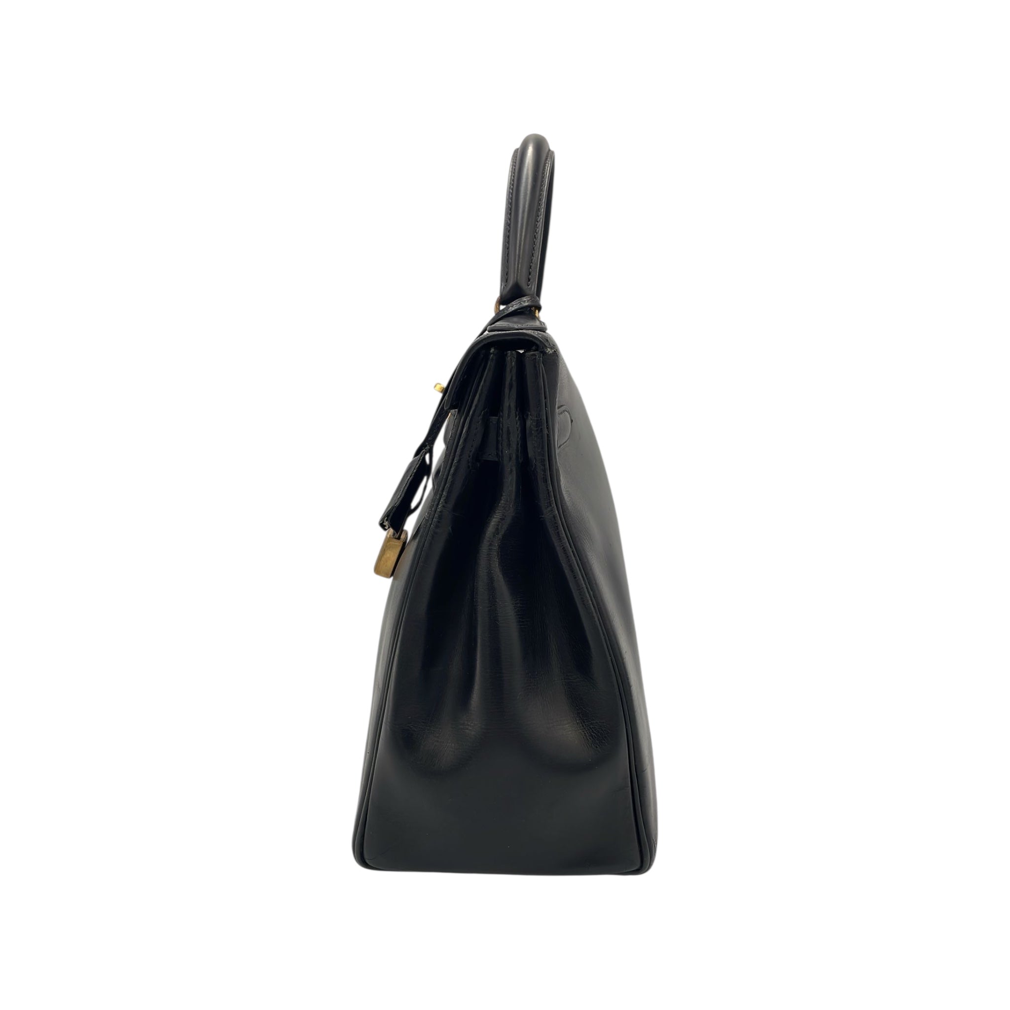 Hermès Kelly 32 Black Box Calfskin Gold