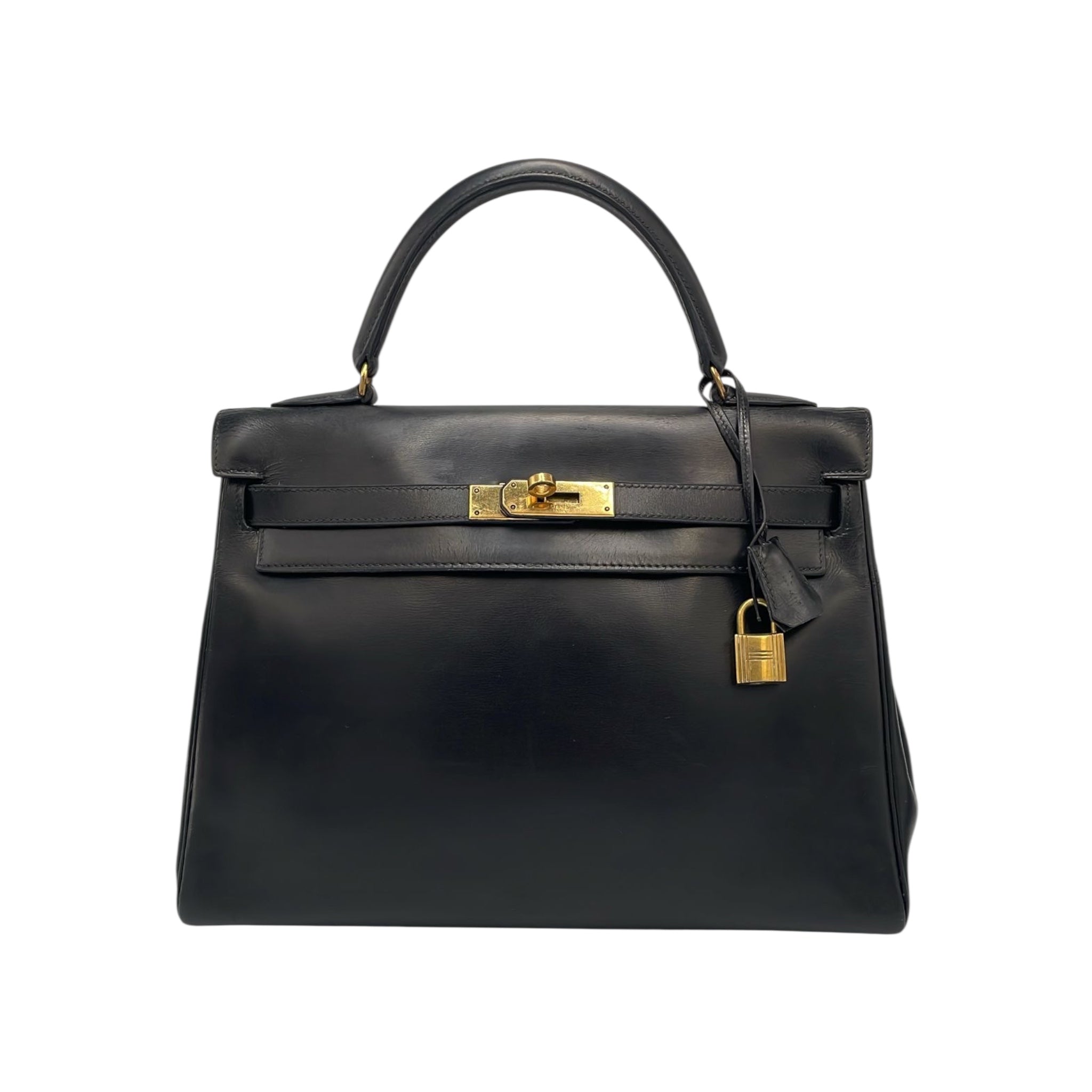 Hermès Kelly 32 Black Box Calfskin Gold