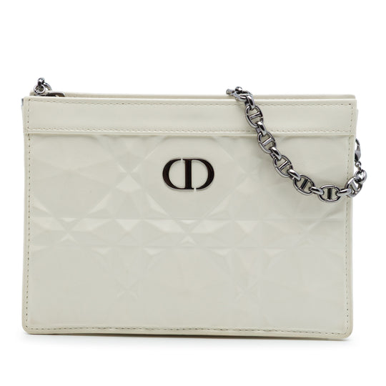 Dior Caro Pouch White Macrocannage Calfskin