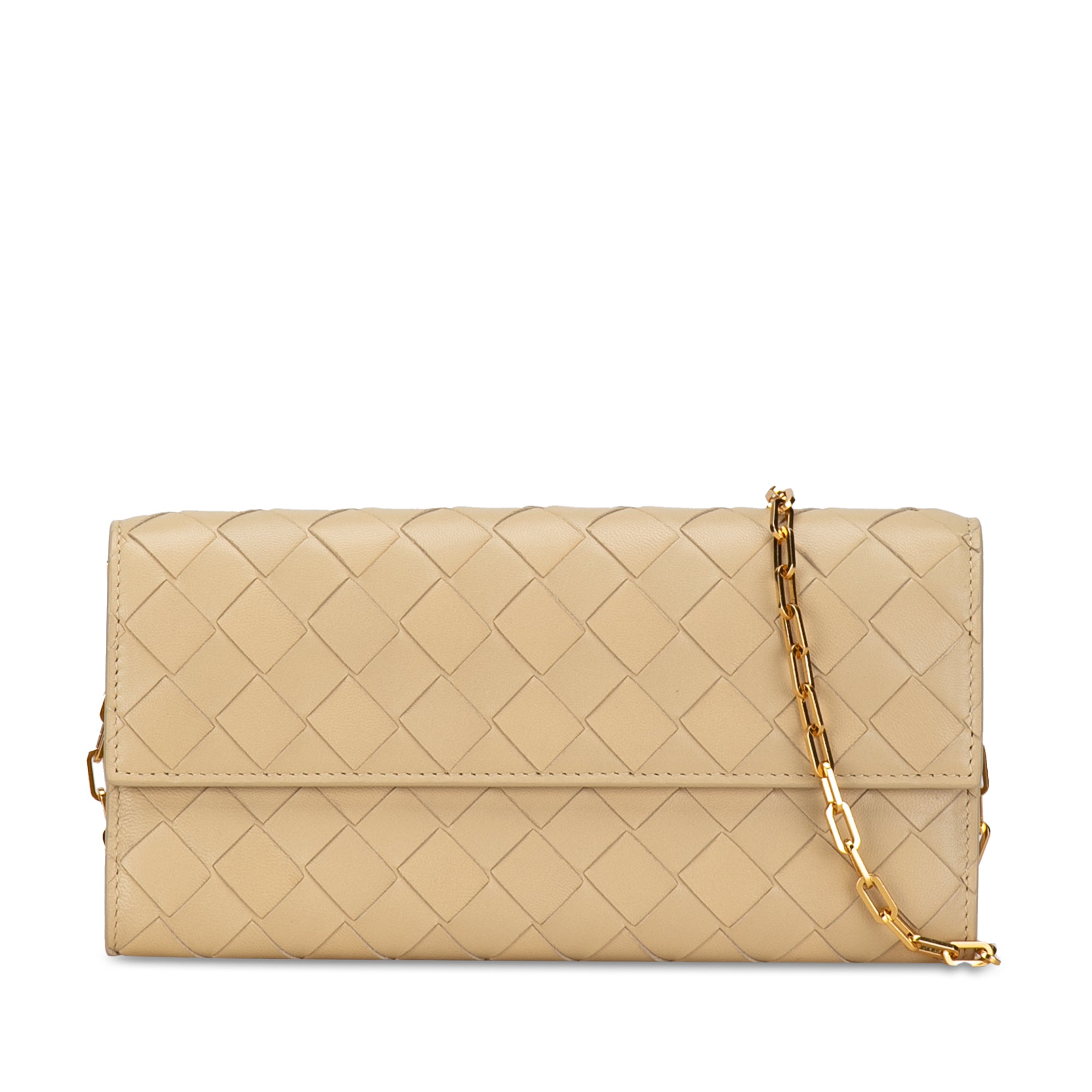 Bottega Veneta Wallet on Chain Beige Intrecciato