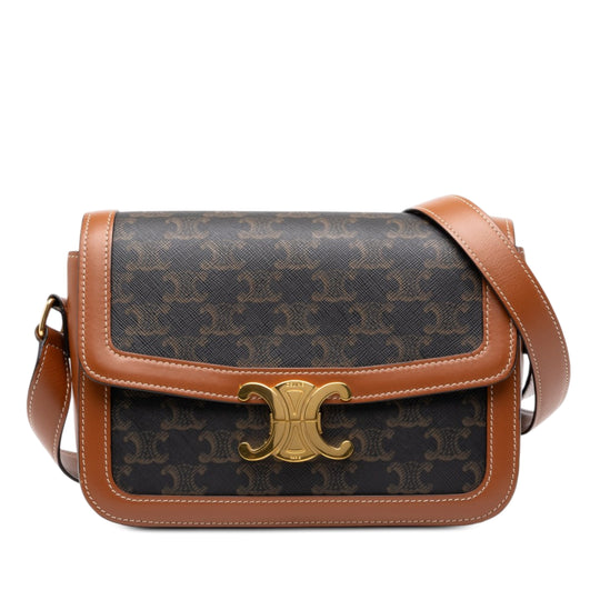 Celine Classique Triomphe Brown Coated Canvas Calfskin