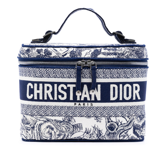 Dior DiorTravel Vanity Case Blue Embroidered Canvas Toile De Jouy