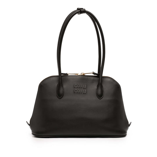 Miu Miu Softy Black Calfskin Embossed Logo