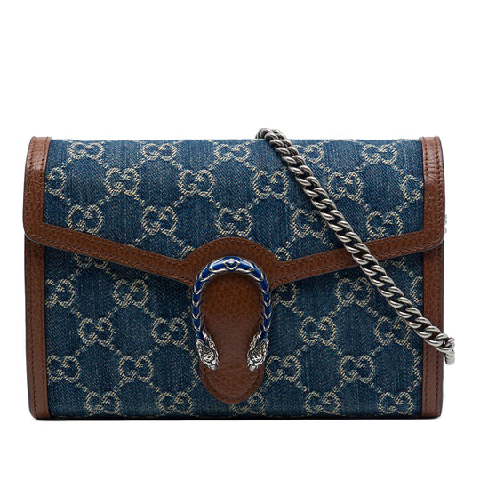 Gucci Dionysus Wallet on Chain Blue Denim