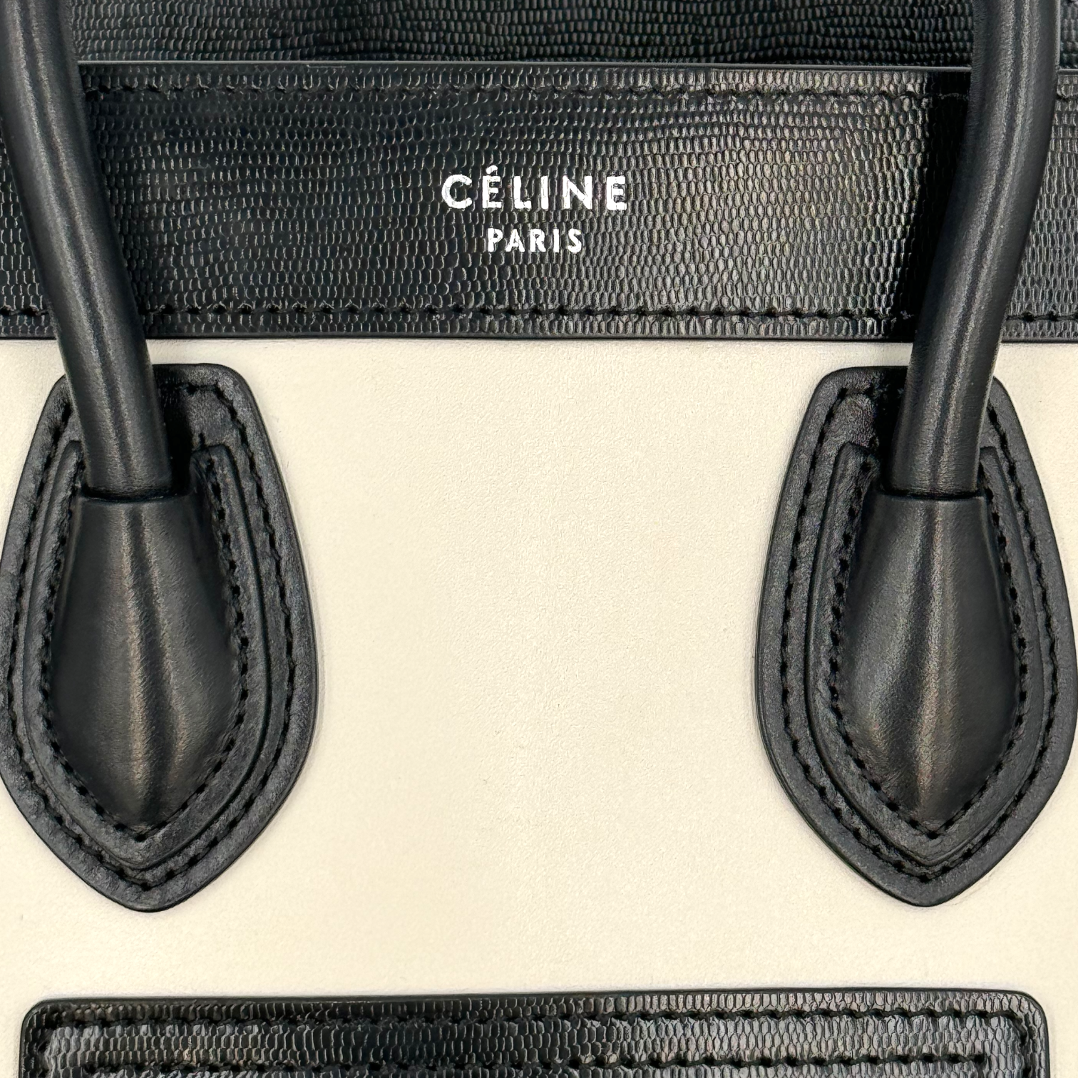 Céline Luggage Nano Black and White