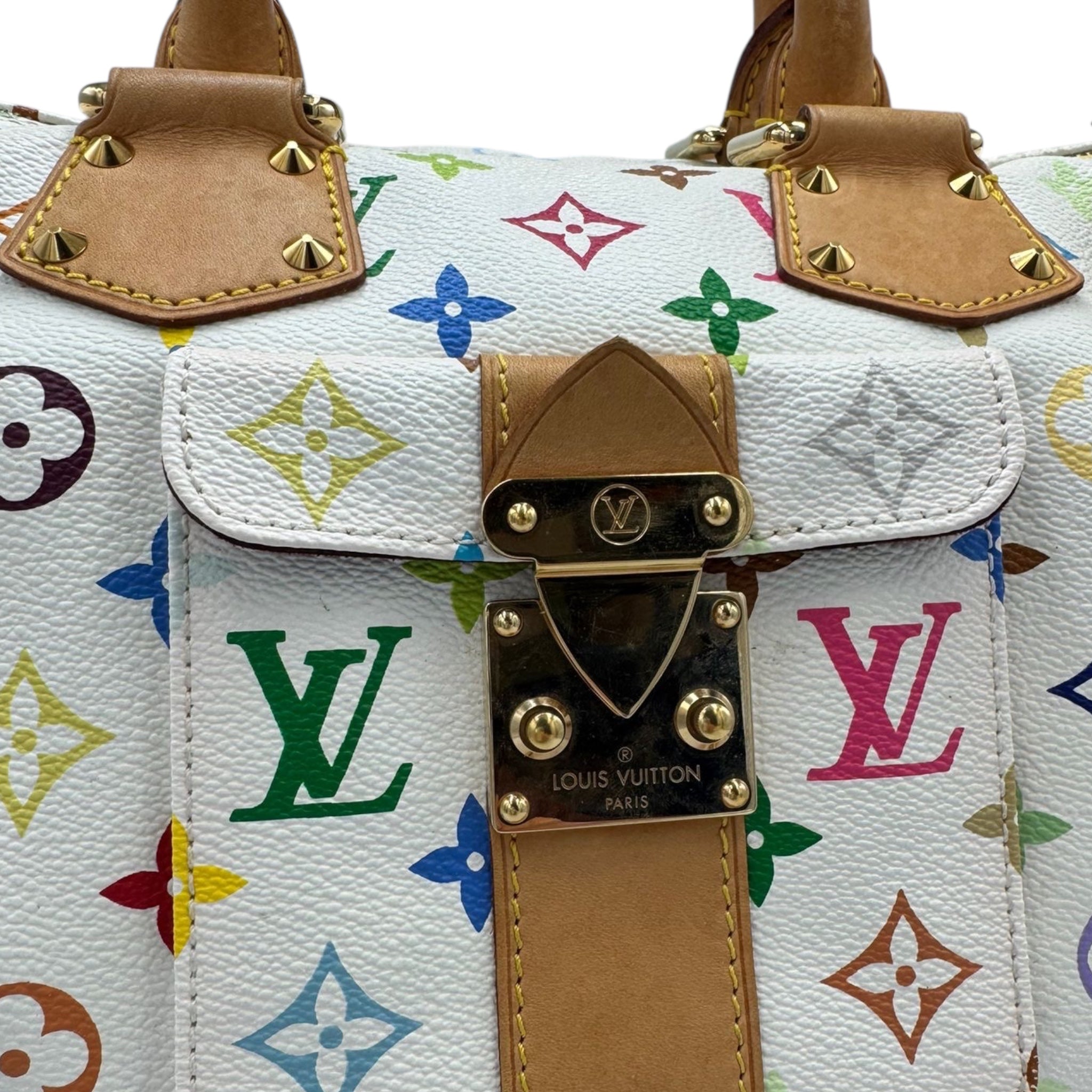 Louis Vuitton Speedy 30 White Multicolor Monogram Canvas