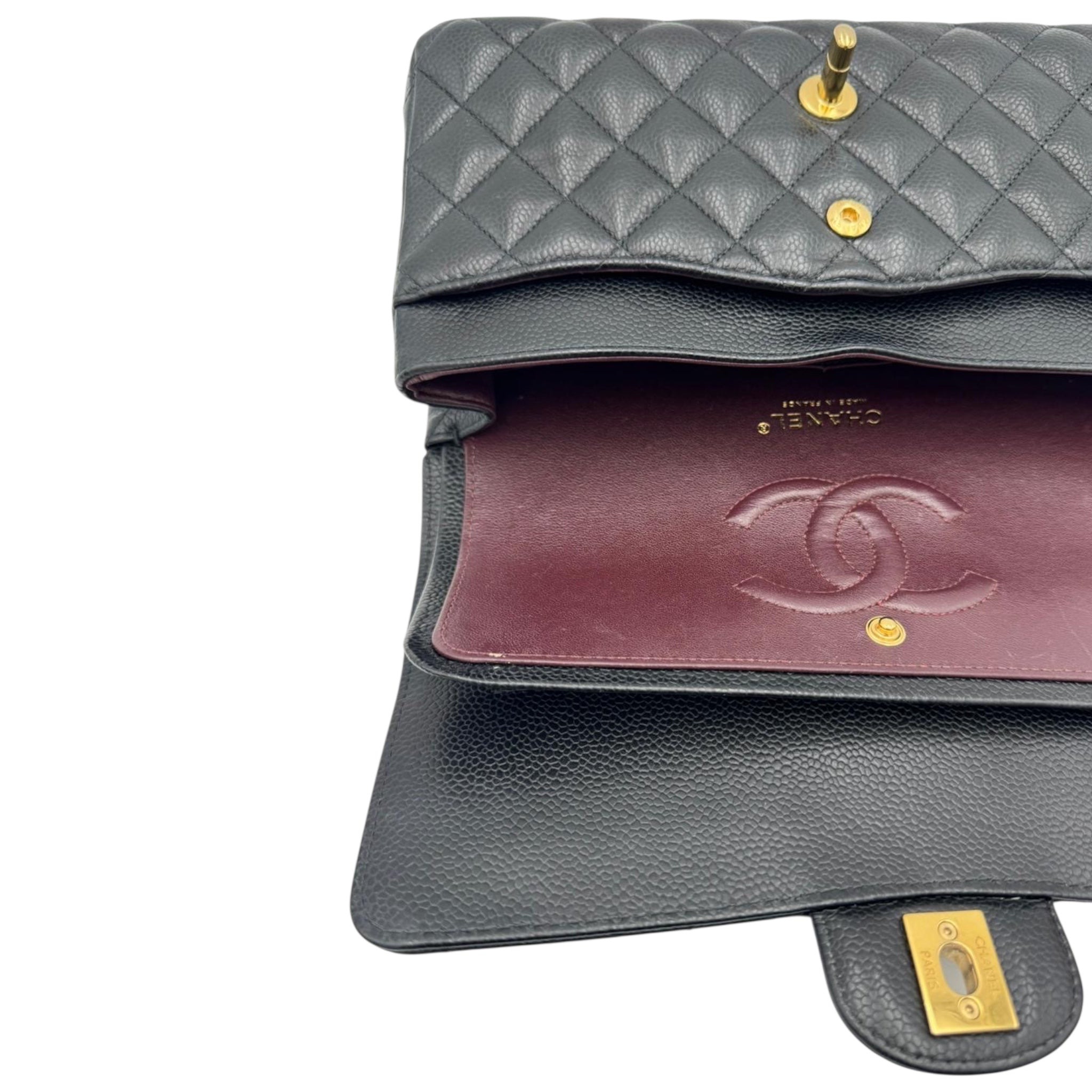 Chanel Classic Medium Double Flap Black Caviar Gold