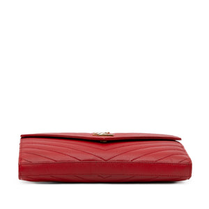 Yves Saint Laurent Wallet on Chain Red Grain De Poudre