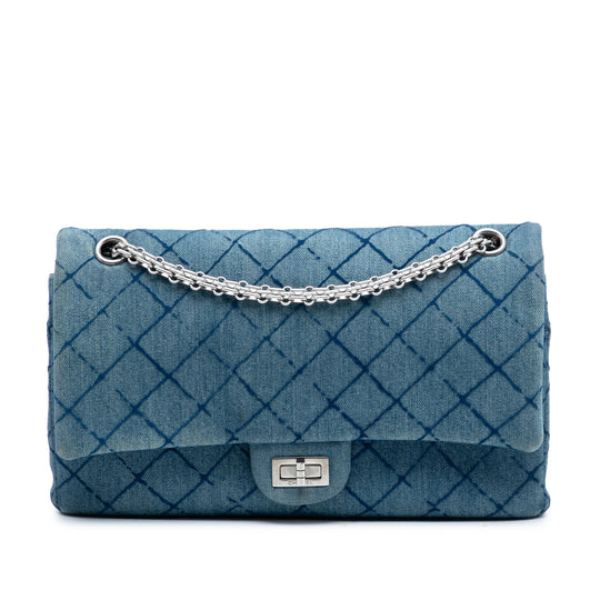 Chanel 2.55 Reissue Double Flap 226 Quilted Denim Silver