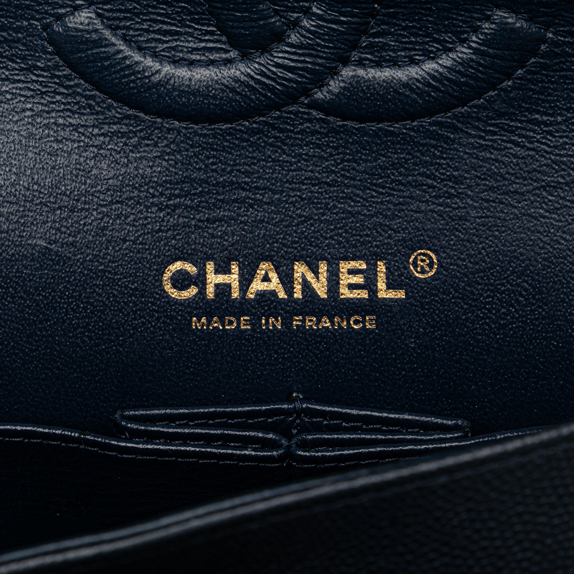 Chanel Classic Double Flap Medium Blue Caviar Gold