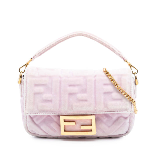 Fendi Baguette Mini Pink Velvet Gold