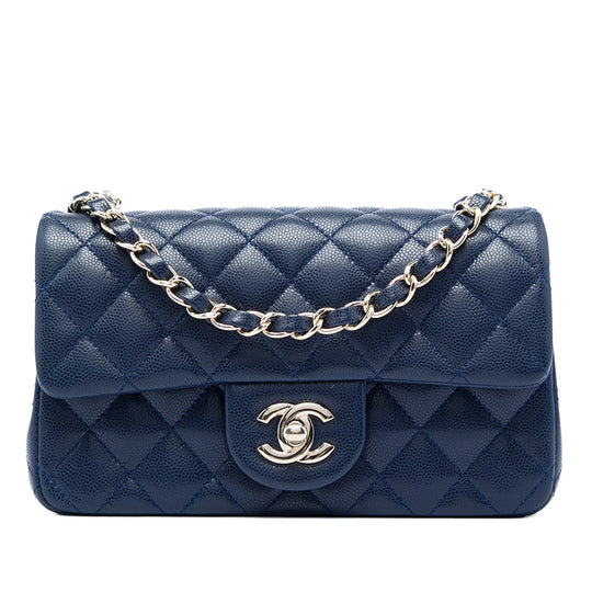 Chanel Classic Single Flap Mini Blue Caviar