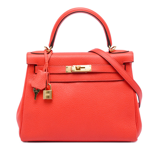Hermès Kelly II Retourne 28 Orange Clemence Gold