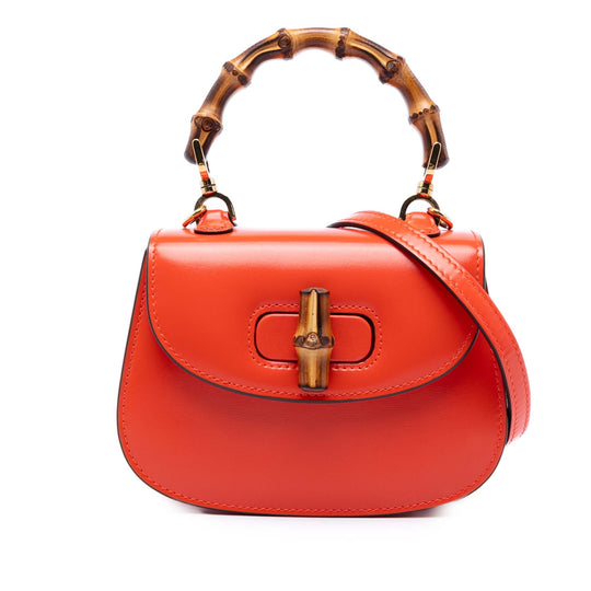 Gucci 1947 Bamboo Top Handle Mini Orange Calfskin