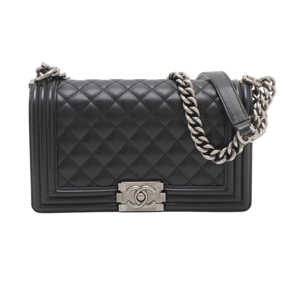 Chanel Boy Chanel 25 Black Caviar Ruthenium