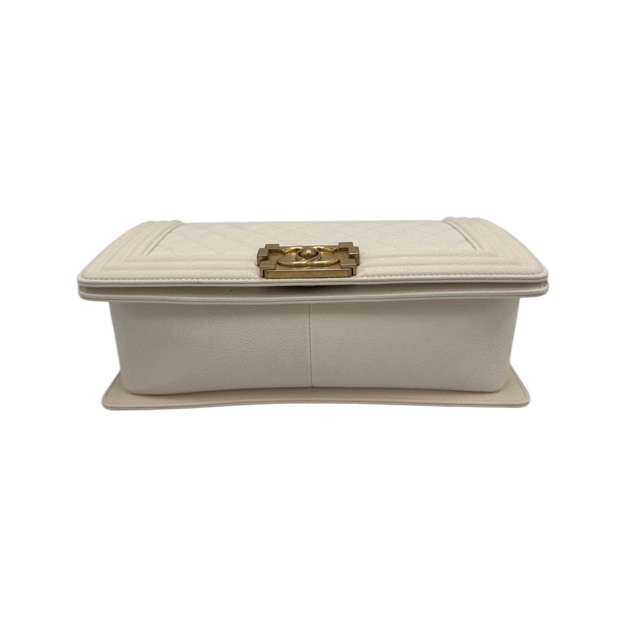 Chanel Boy New Medium White Lambskin Gold