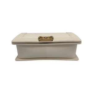 Chanel Boy New Medium White Lambskin Gold