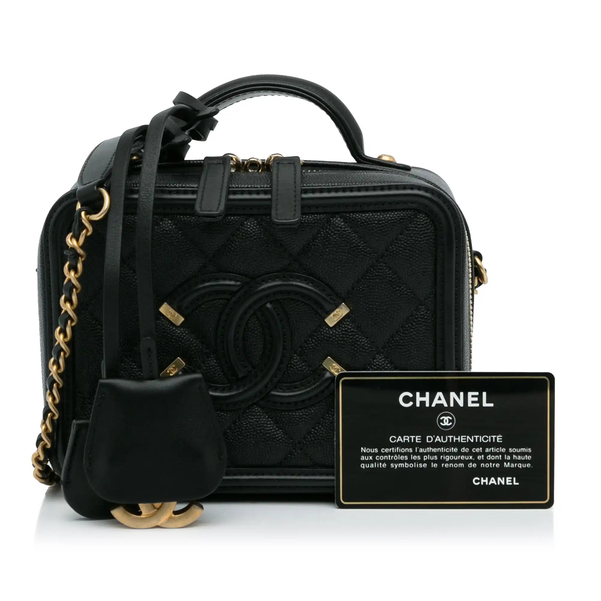 Chanel Filigree Vanity Case Small Black Caviar 4 500