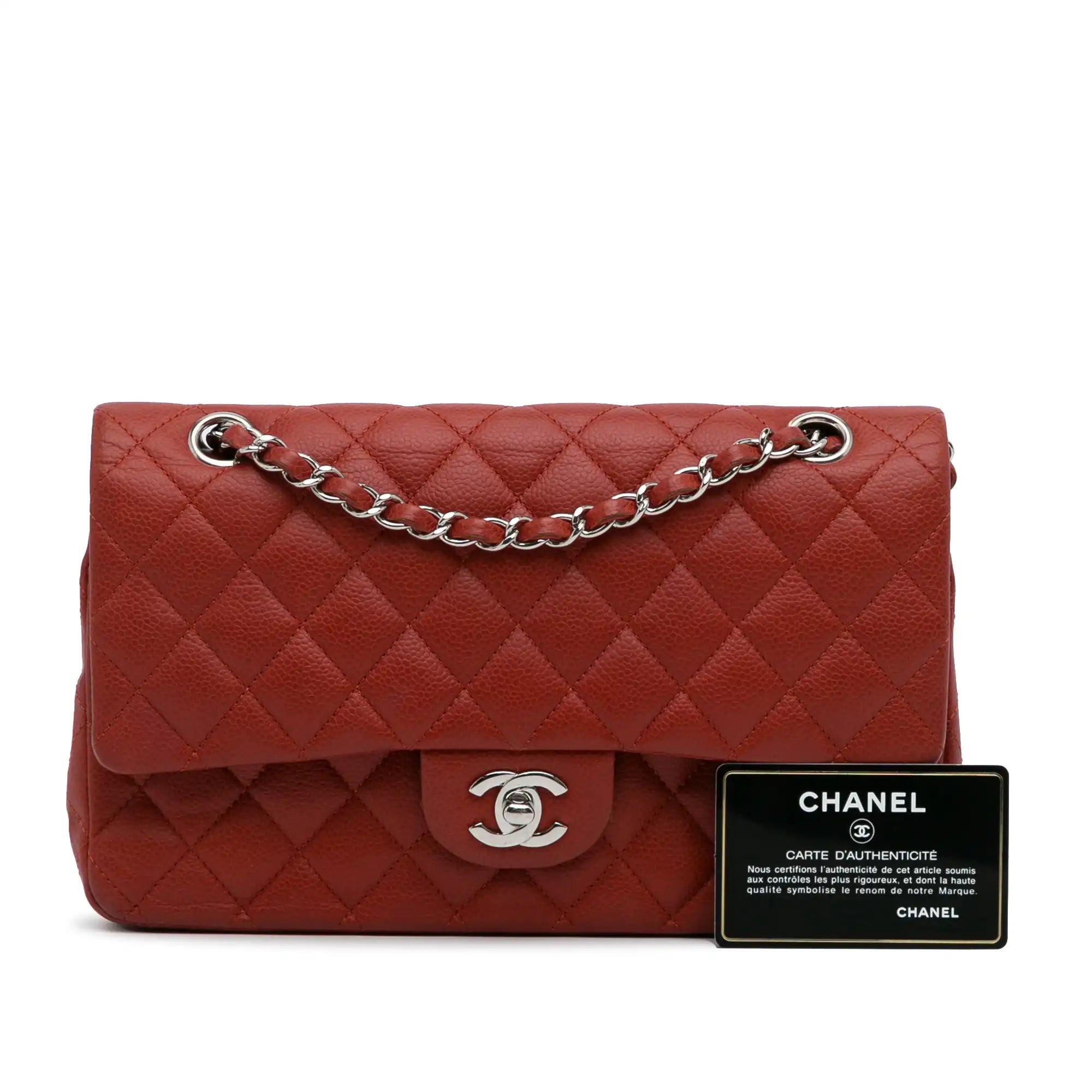 Chanel Classic Double Flap Medium Red Caviar Silver 6 800