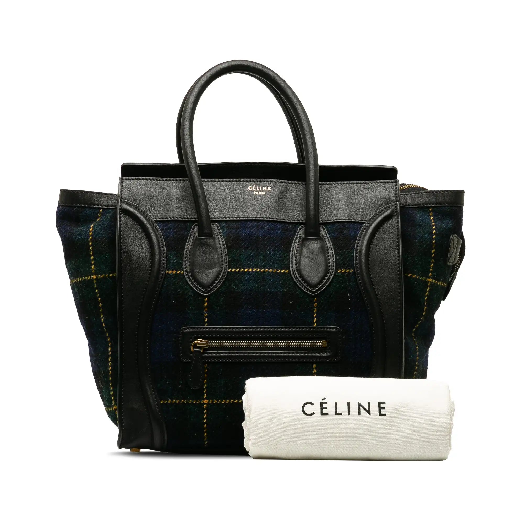 Celine Luggage Tote Mini Tartan Black 1 180