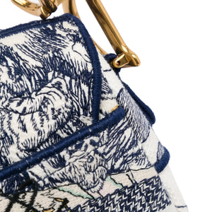 Dior Saddle Bag  Around the World Blue Embroided Canvas