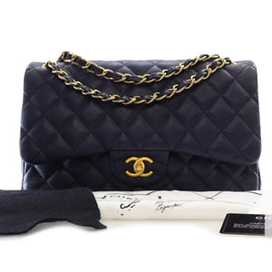 Chanel Classic Double Flap Jumbo Blue Caviar Gold