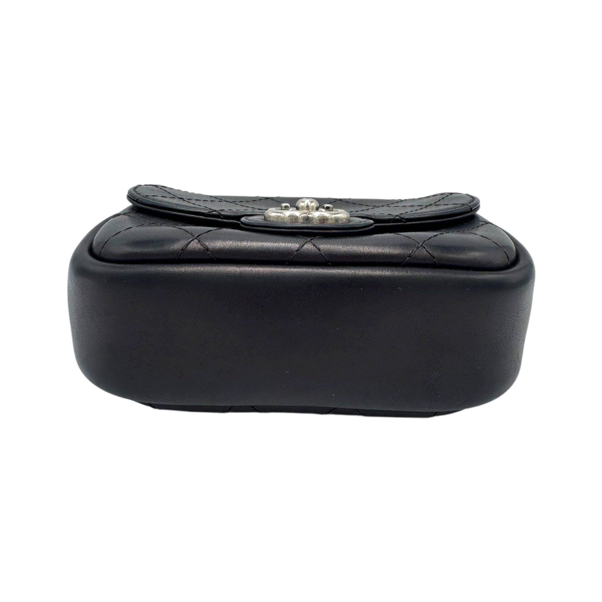 Chanel Mini Camera Crossbody Bag Lambskin Black Silver