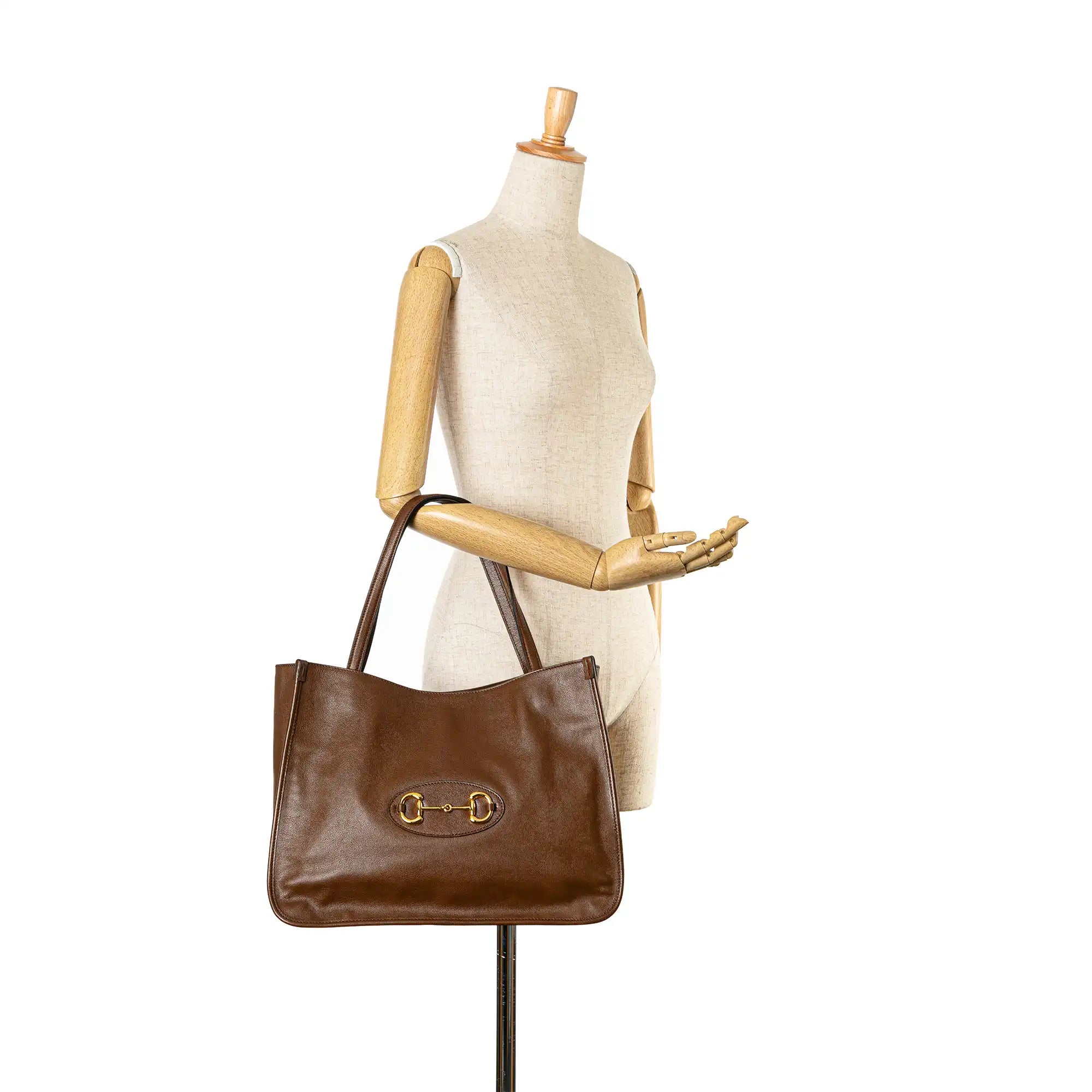 Gucci Horsebit 1995 Tote Bag Brown