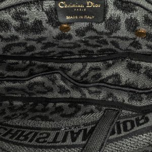 Dior Saddle Bag Medium Gray Leopard Mizza Embroidered Canvas